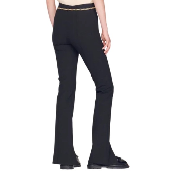 NWT Sandro Black Slit Hem Pants - Sz S US (Sz 36 EU) - Picture 2 of 12